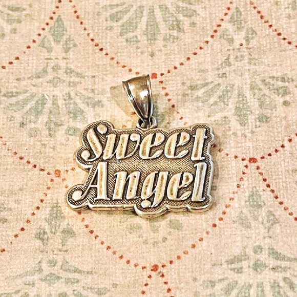 Vintage Stamped 925 Textured Sweet Angel Pendant